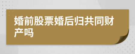婚前股票婚后归共同财产吗