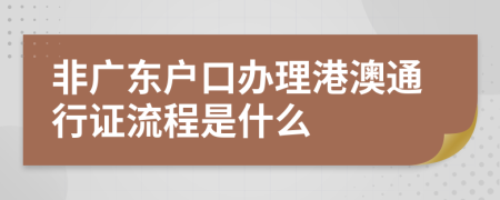 非广东户口办理港澳通行证流程是什么