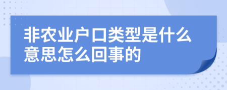 非农业户口类型是什么意思怎么回事的