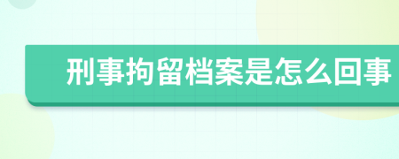 刑事拘留档案是怎么回事