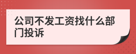 公司不发工资找什么部门投诉