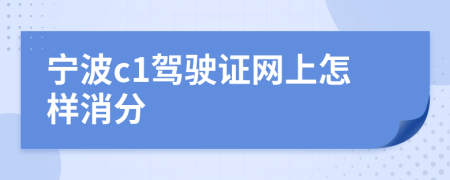 宁波c1驾驶证网上怎样消分