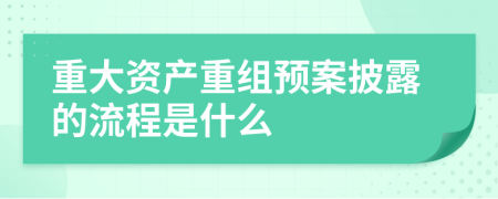 重大资产重组预案披露的流程是什么