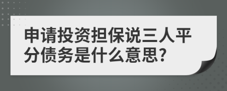 申请投资担保说三人平分债务是什么意思?