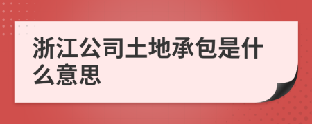 浙江公司土地承包是什么意思