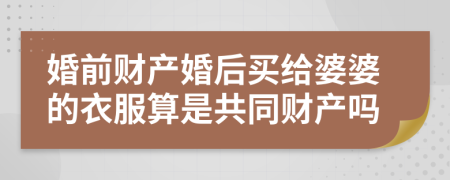 婚前财产婚后买给婆婆的衣服算是共同财产吗