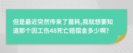 但是最近突然传来了噩耗,我就想要知道那个因工伤48死亡赔偿金多少啊？