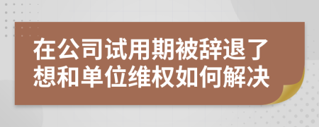 在公司试用期被辞退了想和单位维权如何解决