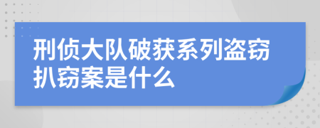 刑侦大队破获系列盗窃扒窃案是什么