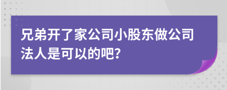 兄弟开了家公司小股东做公司法人是可以的吧？