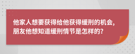 他家人想要获得给他获得缓刑的机会,朋友他想知道缓刑情节是怎样的？