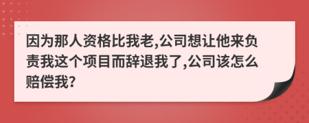 因为那人资格比我老,公司想让他来负责我这个项目而辞退我了,公司该怎么赔偿我？