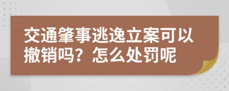 交通肇事逃逸立案可以撤销吗？怎么处罚呢