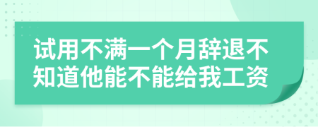 试用不满一个月辞退不知道他能不能给我工资