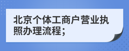 北京个体工商户营业执照办理流程；