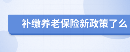 补缴养老保险新政策了么