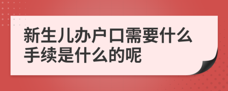 新生儿办户口需要什么手续是什么的呢