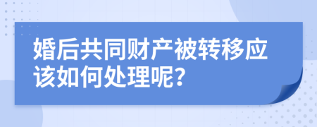 婚后共同财产被转移应该如何处理呢？