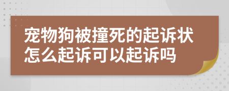 宠物狗被撞死的起诉状怎么起诉可以起诉吗