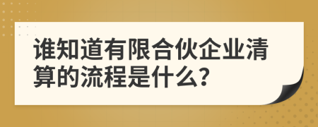 谁知道有限合伙企业清算的流程是什么？