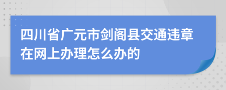 四川省广元市剑阁县交通违章在网上办理怎么办的