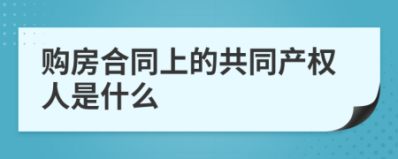 购房合同上的共同产权人是什么