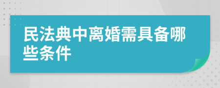 民法典中离婚需具备哪些条件