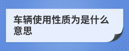 车辆使用性质为是什么意思