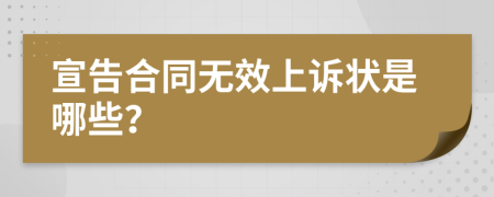 宣告合同无效上诉状是哪些？