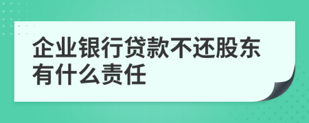 企业银行贷款不还股东有什么责任