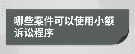 哪些案件可以使用小额诉讼程序