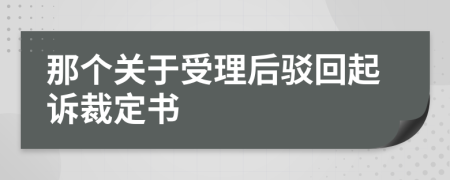 那个关于受理后驳回起诉裁定书