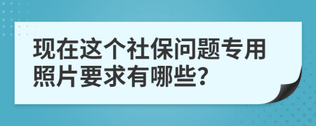 现在这个社保问题专用照片要求有哪些？