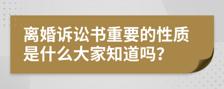 离婚诉讼书重要的性质是什么大家知道吗？