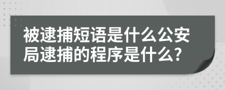 被逮捕短语是什么公安局逮捕的程序是什么?