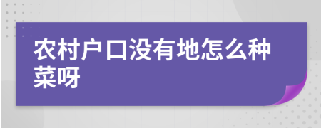 农村户口没有地怎么种菜呀