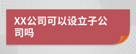 XX公司可以设立子公司吗