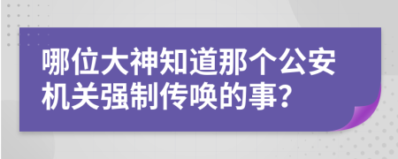 哪位大神知道那个公安机关强制传唤的事？