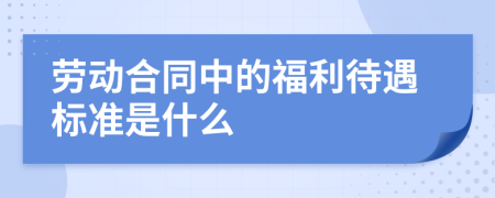 劳动合同中的福利待遇标准是什么