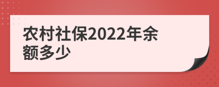 农村社保2022年余额多少