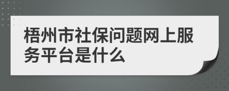 梧州市社保问题网上服务平台是什么