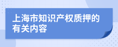 上海市知识产权质押的有关内容