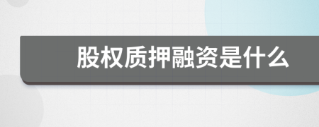 股权质押融资是什么