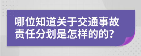 哪位知道关于交通事故责任分划是怎样的的？