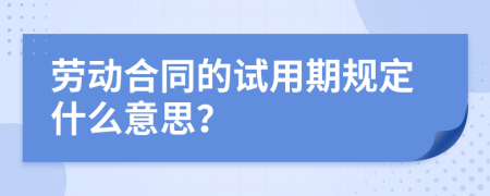 劳动合同的试用期规定什么意思？