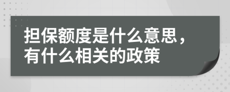 担保额度是什么意思，有什么相关的政策