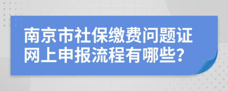 南京市社保缴费问题证网上申报流程有哪些？