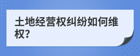 土地经营权纠纷如何维权？