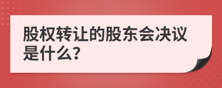 股权转让的股东会决议是什么？