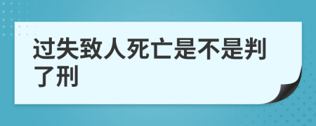 过失致人死亡是不是判了刑